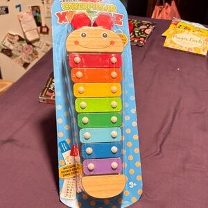 Wooden Rainbow Caterpillar Xylophone Kids Toy - Multicolor